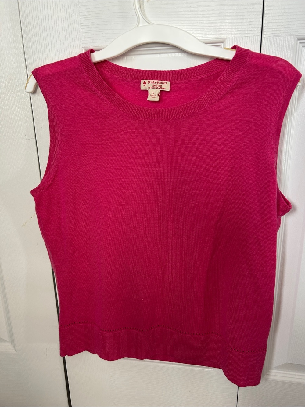Brooks Brothers Women's Sleeveless Knit Tank - Fuchsia Pink, size L